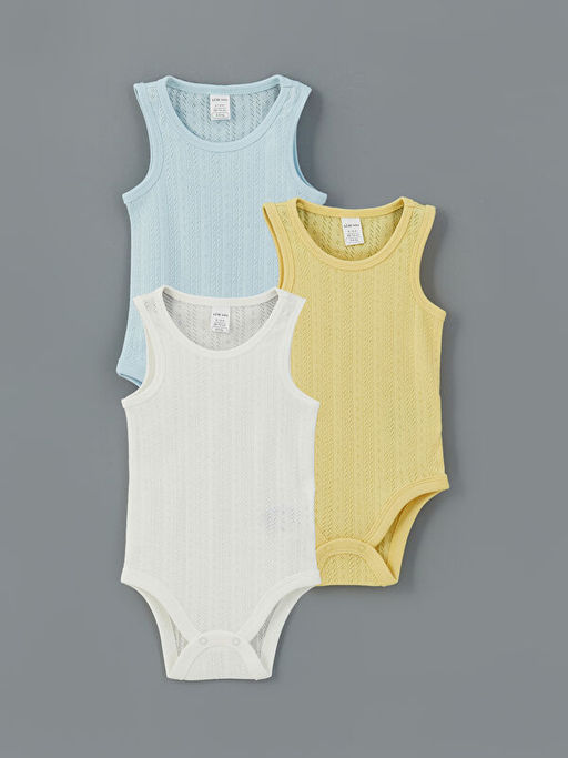 Bisiklet Yaka Basic Erkek Bebek ??t??tl? Bodysuit 3l?