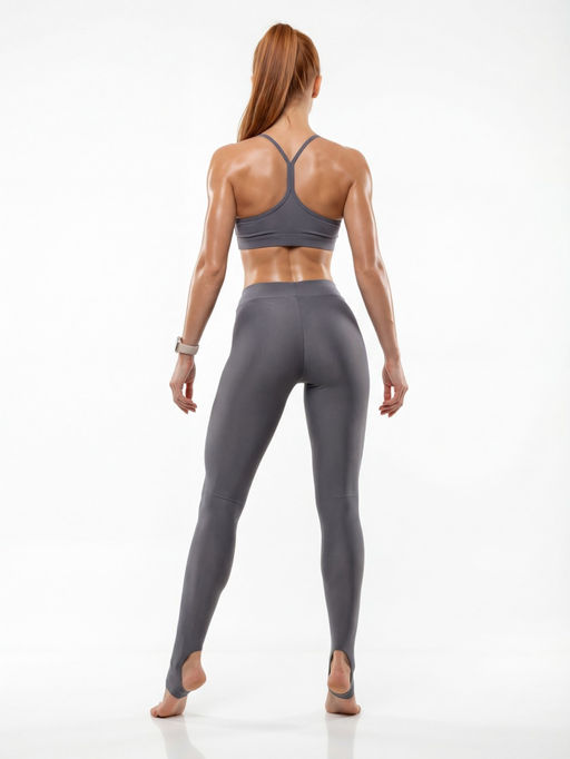 Легинсы со штрипками бифлекс женские серого цвета 307_1Sr - Mtforce фото 6