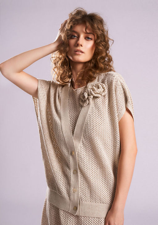 SS-2465 Трикотажный льняной кардиган