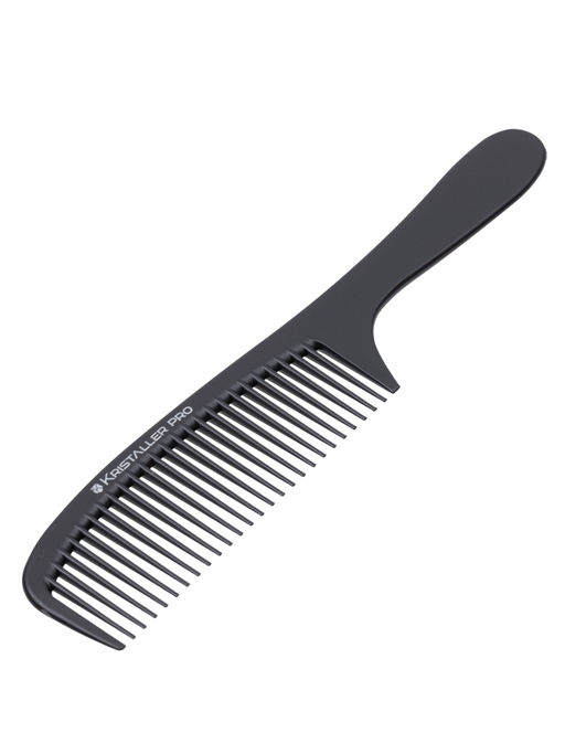 Kristaller Профессиональный гребень для волос редкозубый с ручкой 06931, карбон, черный, 20,5 см