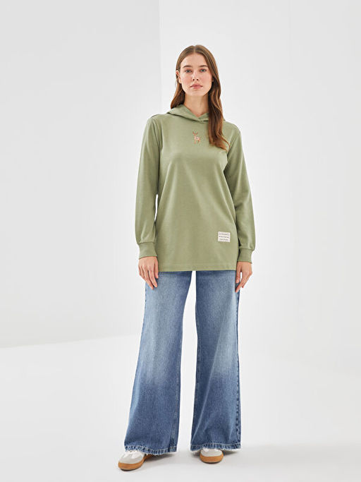 Kap??onlu Nak??l? Kad?n Sweatshirt Tunik