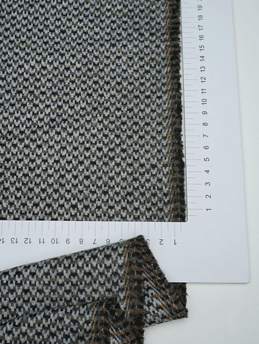 Шерсть пальтово-костюмная Твид Букле цв.серый/хаки, ш.1.55м, шерсть-50%, п/э-50%, 460гр/м.кв - Купава фото 7