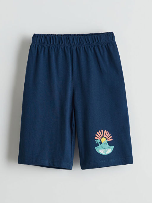 Beli Lastikli Bask?l? Erkek ?ocuk Pijama ?ort