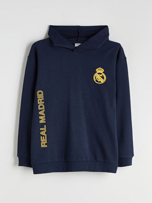 Kap??onlu Real Madrid Bask?l? Erkek ?ocuk Sweatshirt