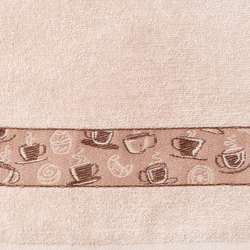 Полотенце 30х60 см, Чашки, бежевый МИКС, 340 гр/м, махра, хлопок - Текстиль центр фото 3