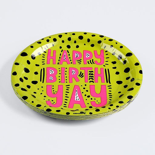 Цена за 10 шт. Тарелка бумажная Happy Birthday, яркая, 18 см - Страна карнавалия фото 7