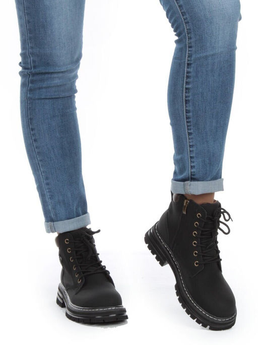 01-P8305-2 BLACK Ботинки демисезонные женские (натуральная кожа)