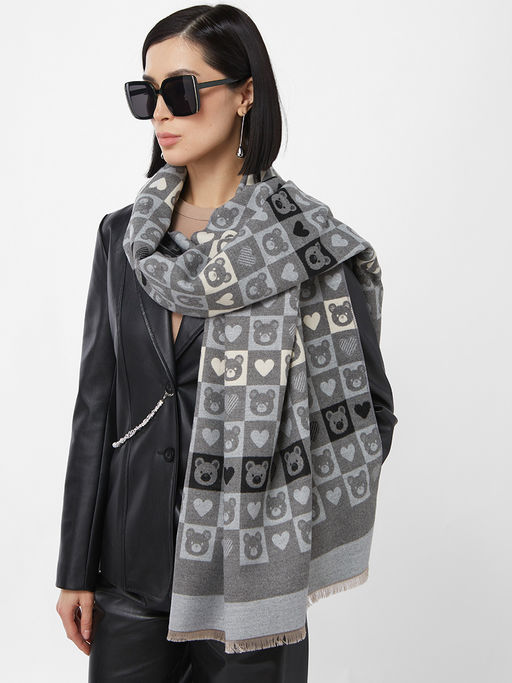 в составе ШЕРСТЬ и КАШЕМИР  Большой, мягкий, теплый двусторонний палантин с принтом. - Tantino фото 7