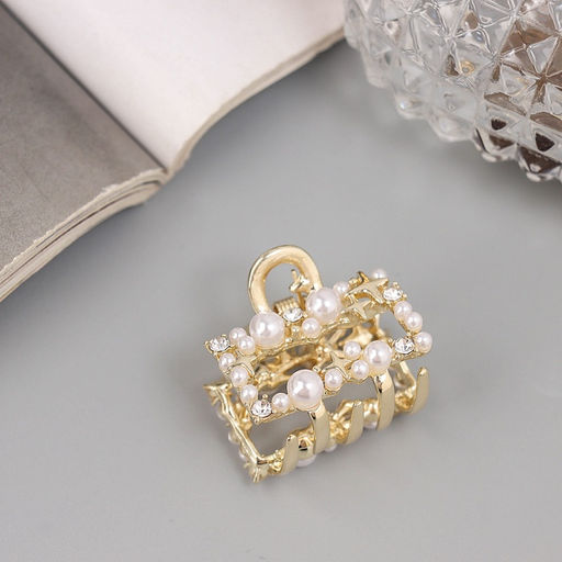 Цена за 6 шт. Крабик для волос «Саманта галант», прямой, 3 см, золото