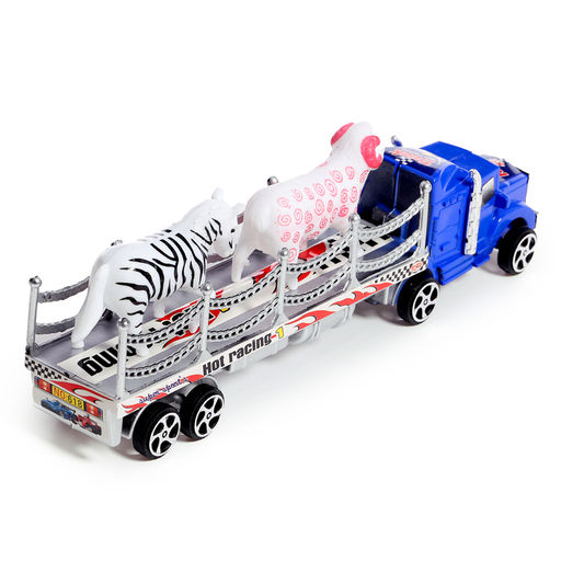 Грузовик инерционный «Зооперевозчик», 2 фигурки животных, МИКС