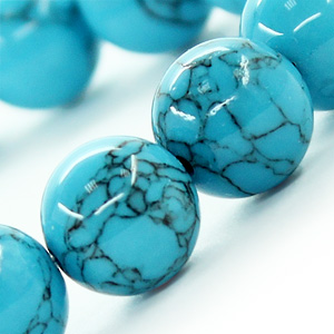 Бирюза голубая (имитация) 10мм, браслет "Классика" длина 17см