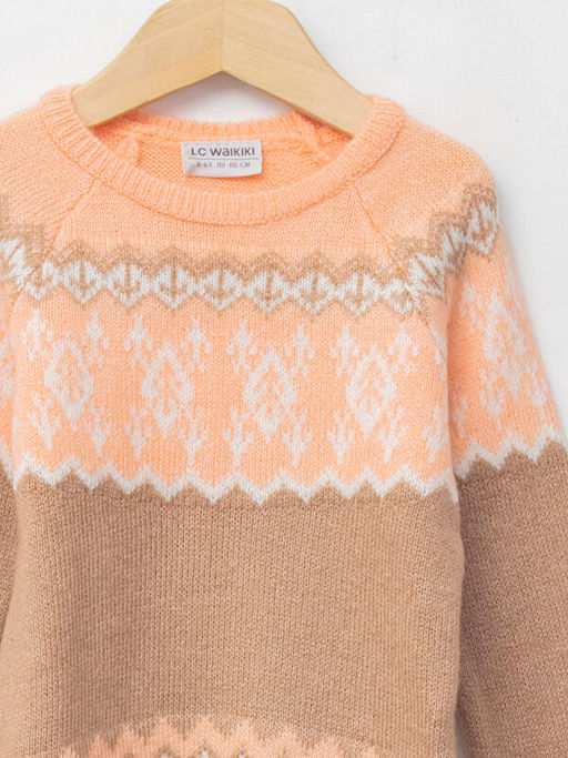 Bisiklet Yaka Desenli Uzun Kollu K?z ?ocuk Triko Kazak - Waikiki фото 3