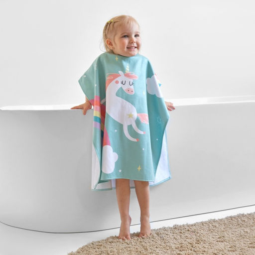Полотенце-пончо детское махровое Крошка Я Единорог 60х120 см, 50% хл, 50% пэ  фото 2