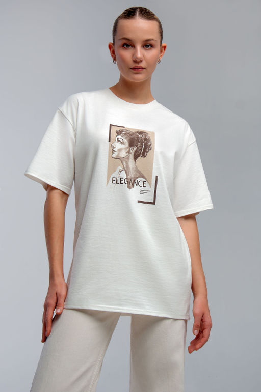 Арт. 31125 Футболка женская оверсайз 44-52 (5 шт) Цвет:молочный - Калинка фото 2