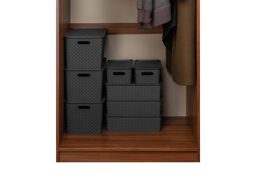 Корзинка с крышкой 7,5 л 35*24,5*10,5 см "Береста" черная (модель 522107)