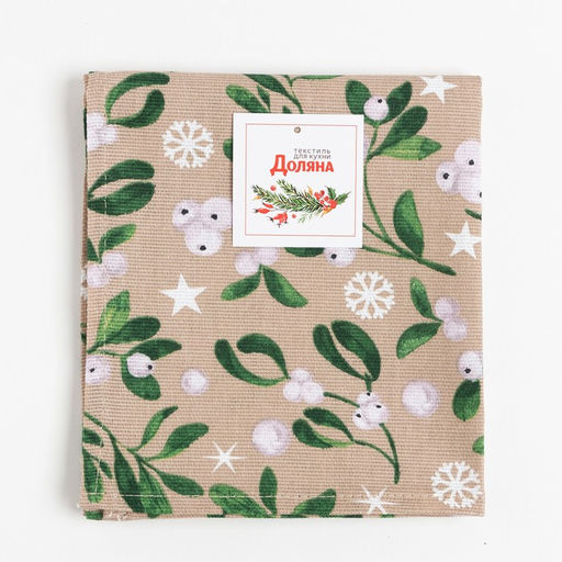 Полотенце новогоднее Доляна Frosty berries 35х60 см, 100% хл, рогожка 164 г/м2  фото 5