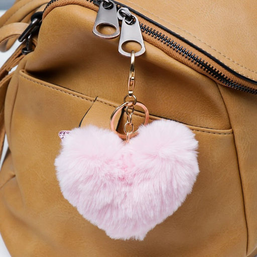 Пушистик на кольце Розовая бабочка на сердце с блёстками нежно-розовый 13х9 см - Simaland фото 2