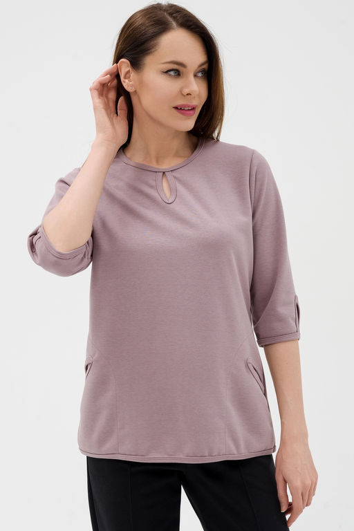 Кофта женская из коттон фита Анфиса кофе макси - Амадэль фото 6