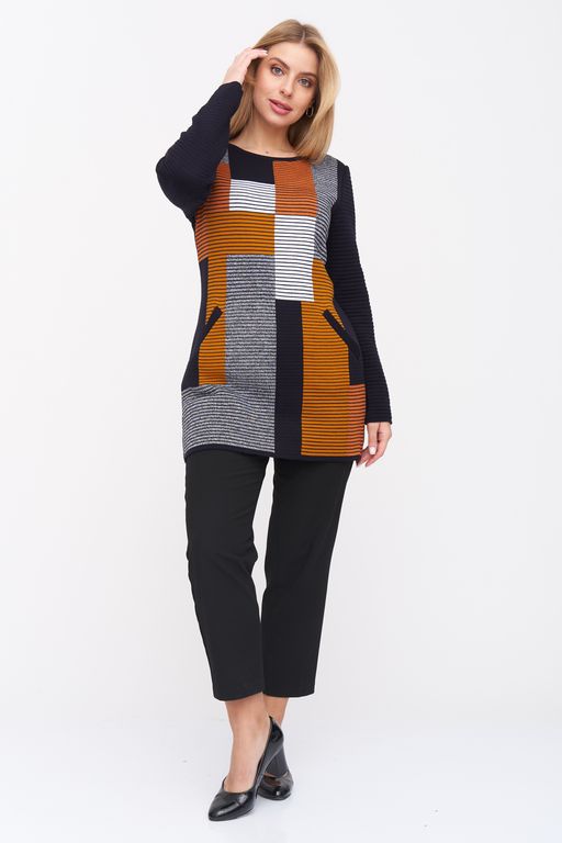Джемпер Д 2402/сине-терракотовый - Текстильная мануфактура фото 2