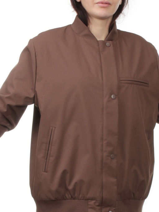 H24-608 BROWN Куртка бомбер демисезонная женская (100 гр. синтепон) - Fashion фото 2