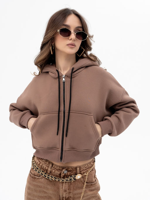 Толстовка футер 3х нитка с начесом,кофейный