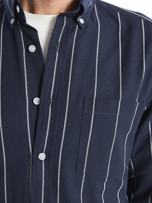 Regular Fit Uzun Kollu ?izgili Erkek G?mlek