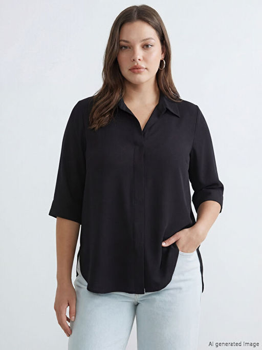 G?mlek Yaka Saten Bluz