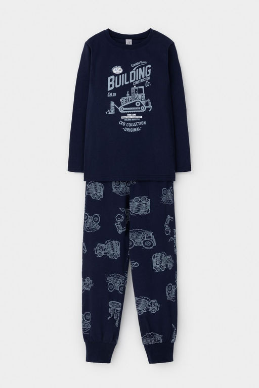 К 1606/морской синий,дорожная техника пижама д/дет яс