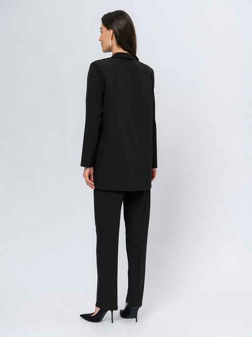 Жакет черного цвета с отложным воротником и длинными рукавами - 1001dress фото 3