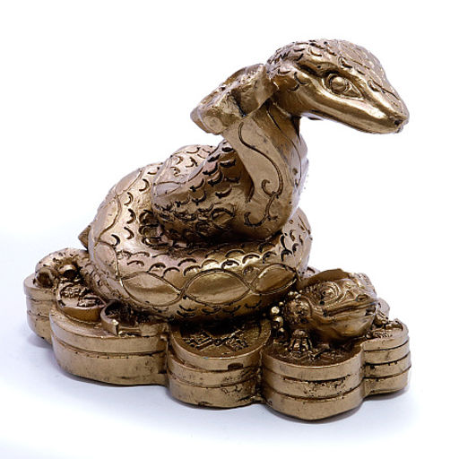 Змея с жезлом здоровья и жабой оберег на процветание и защиту 5-6 cm