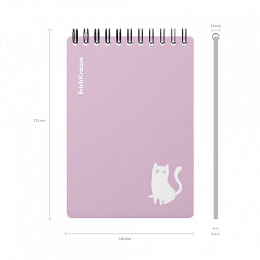 Цена за 5 шт. Блокнот с пластиковой обложкой на спирали ErichKrause Brave cats, фиолетовый, A6, 80 листов, клетка  фото 5