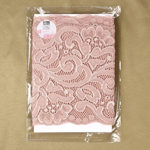 Кружевная эластичная ткань, 170 мм, 2.7±0.5 м, розово-бежевая