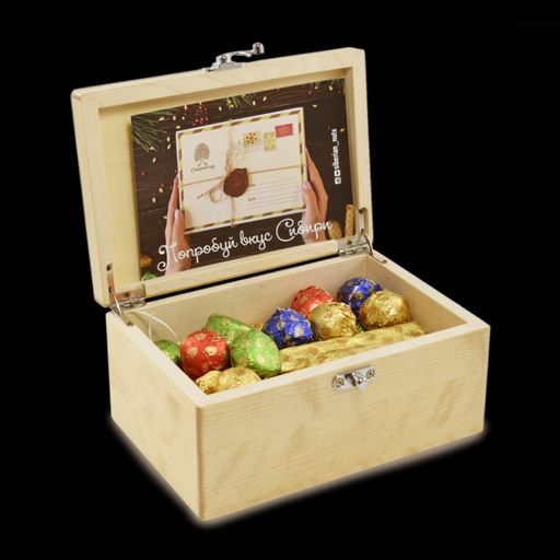 Деревянная шкатулка с конфетами, 450 г - Сибирский кедр фото 4
