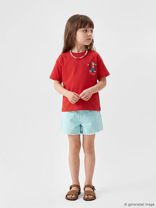 Nostaljik Maymun Bask?l? Unisex ?ocuk Ti??rt