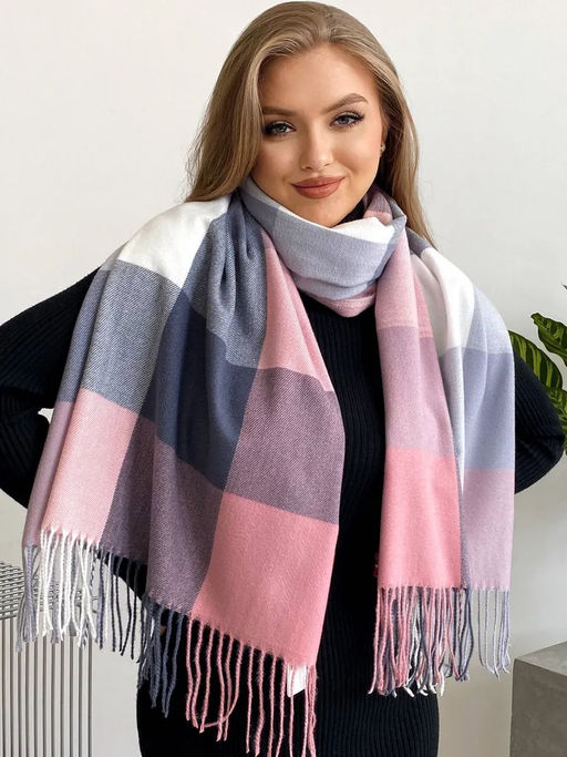 Палантин в клетку из кашемира, мультицвет - Greta фото 2
