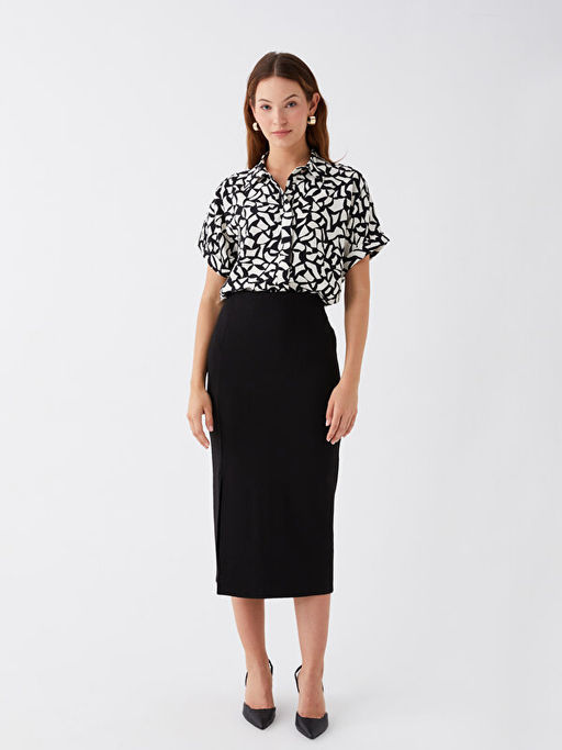 Kad?n Beli Lastikli D?z Kalem Etek