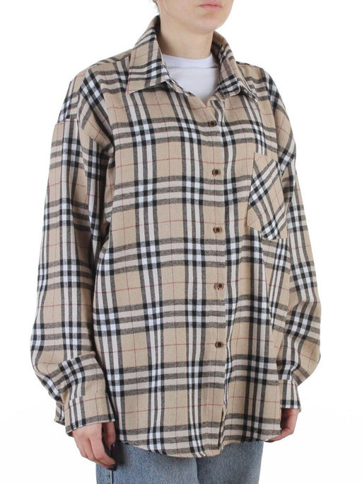 C501 BEIGE Рубашка женская оверсайз (95% хлопок, 5% спандекс)