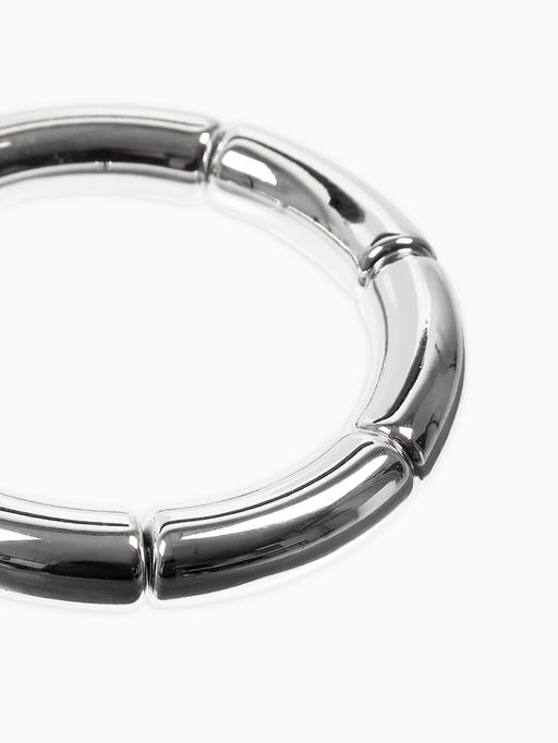 Браслет пластик на резинке "Стиль" гладкий, цвет серебро