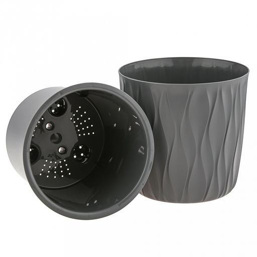 Горшок для цветов пластмассовый Desert 2,3л, д15,7см, h15,2см, дренажная вставка, серый (Россия) - Домашняя мода фото 5
