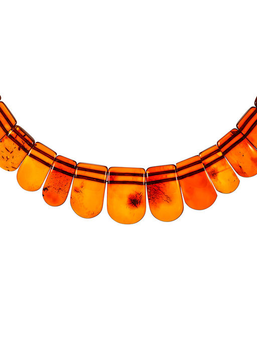 Элегантное колье из натурального балтийского янтаря коньячного цвета Пластинки