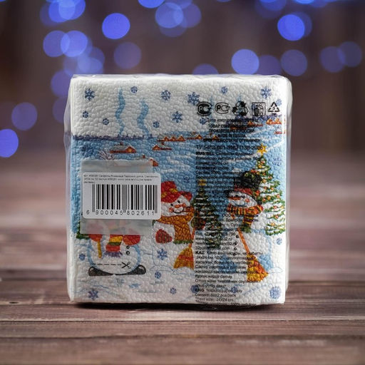 Цена за 4 шт. Салфетки новогодние бумажные Гармония цвета Снеговички, 24?24 см, 50 шт.