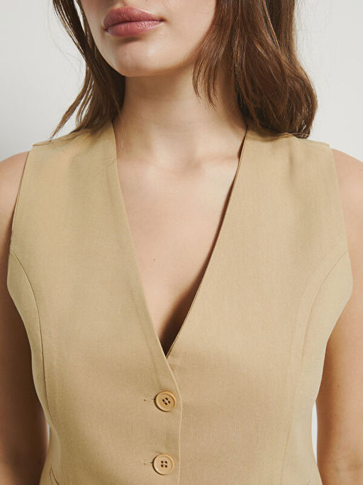 V Yaka Kad?n Klasik Yelek