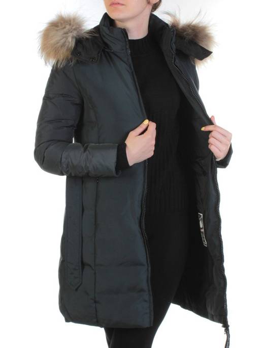 YW-17013 DK. GRAY Пальто женское зимнее (био-пух, натуральный мех лисицы) - Fashion фото 8