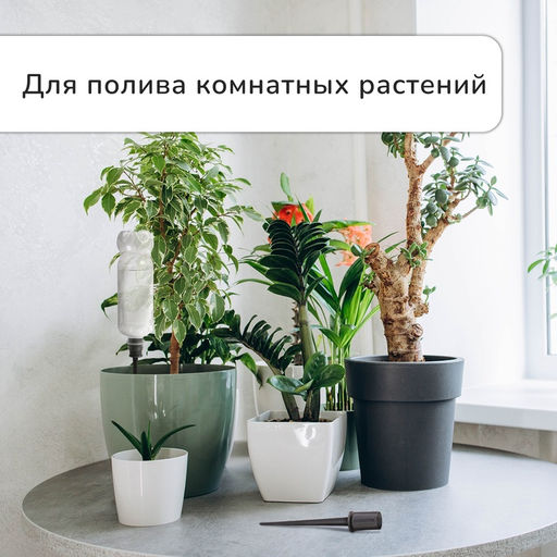 Цена за 3 шт. Автополив для комнатных растений под бутылку, регулируемый, серый, из пластика, высота 16 см, 4 шт.