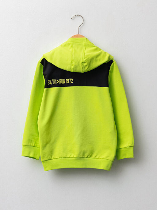 Kap??onlu Bask?l? Uzun Kollu Erkek ?ocuk Fermuarl? Sweatshirt - Waikiki фото 2