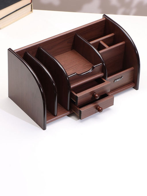 Органайзер 7 секций, 2 выдвижных ящика, серия Орех с кантом темным, 16×30×15 см