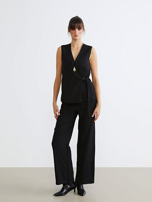 Beli Lastikli Keten Kar???ml? Kad?n Pantolon