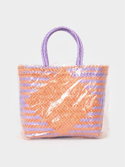 Сумка плетёная, 30×10×30 см, пластик, сиренево-жёлтая