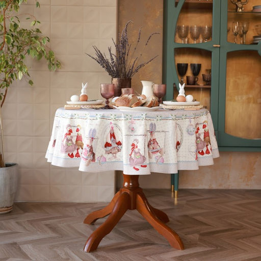 Скатерть Этель Пасхальные Тильды d=215 см, 100% хл, саржа 190 гр/м2  фото 9