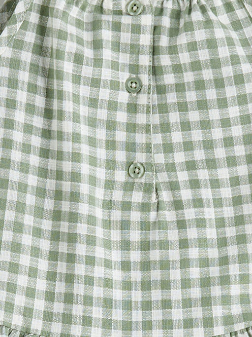 Bisiklet Yaka Ekose Desenli K?z Bebek Elbise